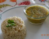 A picture of step 5 of Dal Methi with brown rice.