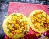 A picture of step 3 of Dhokla pizza.