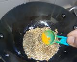 A picture of step 1 of Karivepaku karam podi curry leaves powder Andhra style.