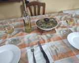 Foto del paso 6 de la receta: Pasta pesto, con trocitos de botifarra negra y chorizo al emmental