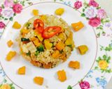 Hình bước làm 8 của món Cơm rau củ ngủ trong bí ngô
