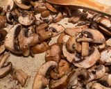 A picture of step 3 of Salisbury steak with mushroom gravy.