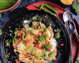 A picture of step 1 of Arbi Took chaat.