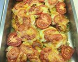 Csirkemellszelet sonkával, paradicsommal, sajttal sütve recept fázis 4 fotója