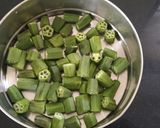A picture of step 1 of Bhindi/Okra Ki Kadhi.