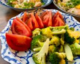A picture of step 7 of 3 dishes cooked in 1 pot.