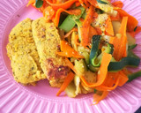 Foto del paso 2 de la receta: Tofu de garbanzos con cintas de calabacín y zanahoria