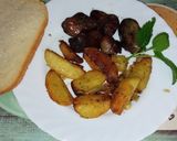 Fűszeres csirkemáj, Pataki tálban, hasáb krumplival együtt sütve recept fázis 6 fotója