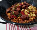 A picture of step 7 of Grandma Lucía’s Manchegan Migas.
