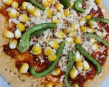 A picture of step 3 of Capsicum Corn Cheese Pizza.