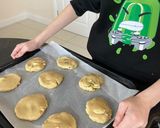 A picture of step 5 of White Chocolate, Salted Pistachio & Cranberry Cookie-Cakes. 🍪♥️🧁(egg free).