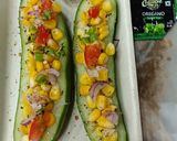 A picture of step 5 of Sweet corn chat in cucumber boat.