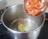 A picture of step 2 of Ringna vatana bateta ni khichdi and kadhi.