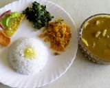 A picture of step 11 of Plain rice with radish sambar, carrot podimas and palak poriyal.