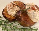 A picture of step 5 of Butternut Squash Steaks Topped with Caramelised Onion Hummus.
