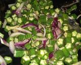 A picture of step 2 of Chatpati pyaji bhindi.