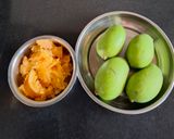 A picture of step 1 of Raw Mango Tadka Pickle.