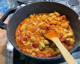 A picture of step 14 of Chicken Curry with Chickpeas, Eggplant, and Spinach.