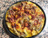 Foto del paso 6 de la receta: Pizza vegana con base de avena y chía y patata con guarnición setas 'A feira'