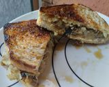 Foto del paso 6 de la receta: Sándwich🥙🍆🍯 de berenjenas tatemadas, cebolla, queso y salsa de garbanzos🌮🌯🧆