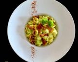 A picture of step 6 of Orecchiette with Romanesco Broccoli, Crispy Guanciale, and Pecorino Romano.