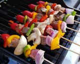 A picture of step 1 of Beef and Vegetables Kebab with Frenchfries.