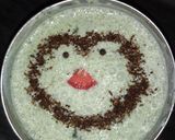 A picture of step 1 of Mint Raita with Angry Bird Face.