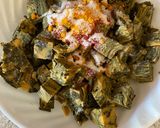 A picture of step 1 of Leftover rice patra(colocasia).