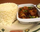 A picture of step 7 of Orange rice, Chicken Stew and Creamy Cabbage Salad.