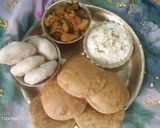 सूजी का पीठा पूरी खीर और सब्जी रेसिपी चरण 4 फोटो