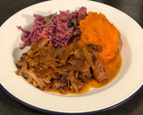 A picture of step 8 of Slow cooked pulled pork with sweet potato mash and healthy slaw.