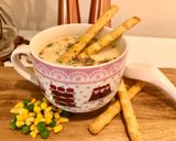 A picture of step 3 of Creamy Corn and Pea Soup.