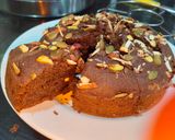 A picture of step 8 of Banana suji cake (eggless, on stove).