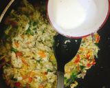 A picture of step 6 of Kiddies meal.. veg fish sauce and boiled rice.