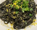 A picture of step 6 of One-Pan Spaghetti with Squid Ink and Lemon.