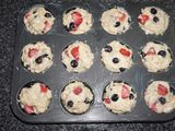 Muffins de arándonos y frutillas
