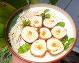 Hình bước làm 5 của món Ức gà cuộn trứng rau củ chiên