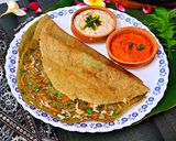 A picture of step 6 of Pesarattu or Green Moong Dosa.