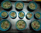 A picture of step 2 of Omelete mixture baked in cases.