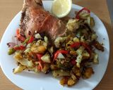 Foto del paso 5 de la receta: Pollo al horno con papas y batatas