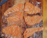 Salmon,aubergine and spinach skewers with red pepper dressing recipe step 5 photo