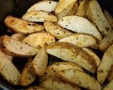 A picture of step 2 of Potato Wedges (Thick-Cut French Fries) with Onion Sour Cream Dip.