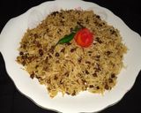 A picture of step 9 of Kala chana pulao with makhmali paneer.