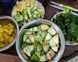 A picture of step 1 of Mixed vegetable with Malabar spinach.