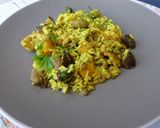 Foto do passo 1 de Arroz de coelho e lentilhas, com abóbora e cogumelos