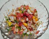 A picture of step 3 of Masala papad | Sweet and sour Masala papad platter.