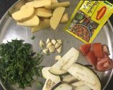 A picture of step 1 of Brinjal sabzi.