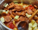 Tojásos lecsó, debreceni kolbásszal (glutén- és tejmentes) recept fázis 4 fotója