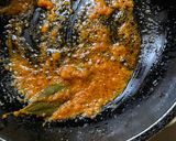 A picture of step 3 of Begun’r Ghonto / Eggplant Ghonto for lunch in Thakurbari style.