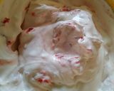 A picture of step 12 of Eggless Layered chocolate strawberry orange cake.